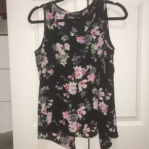 Floral back slit top